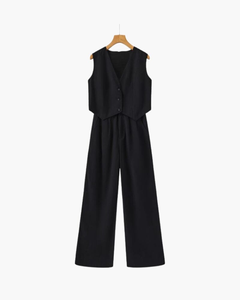 Classy Lady - Linen Two-piece Set Bernard Grimberg Women Black S 