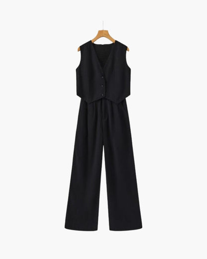 Classy Lady - Linen Two-piece Set Bernard Grimberg Women Black S 