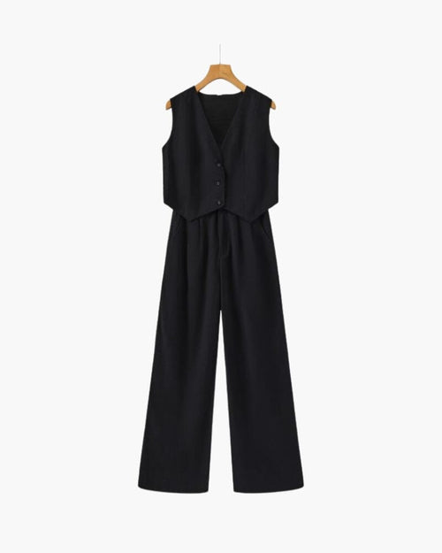 Classy Lady - Linen Two-piece Set Bernard Grimberg Women Black S 