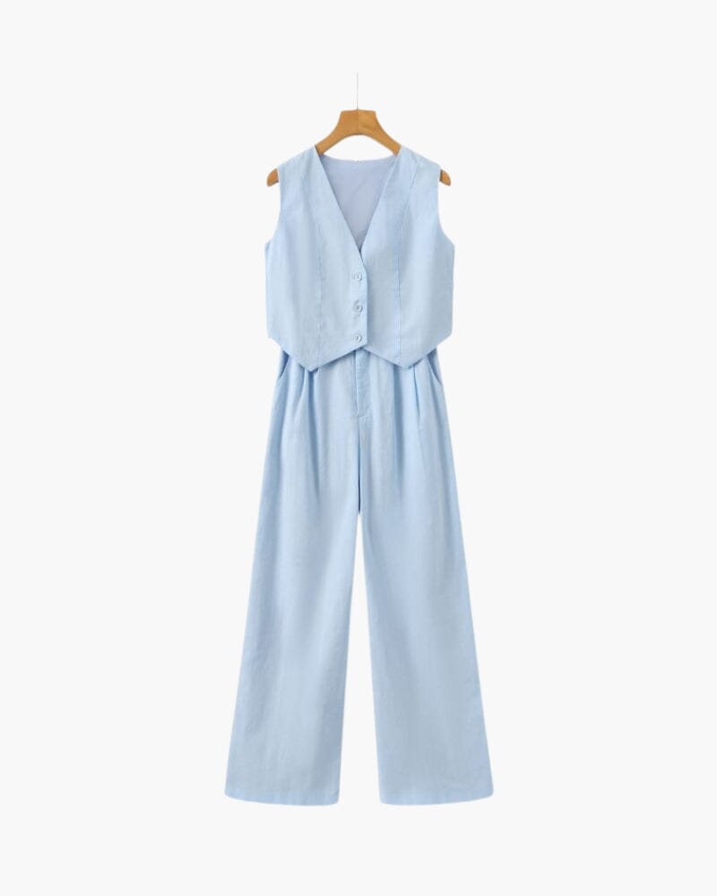 Classy Lady - Linen Two-piece Set Bernard Grimberg Women Blue S 
