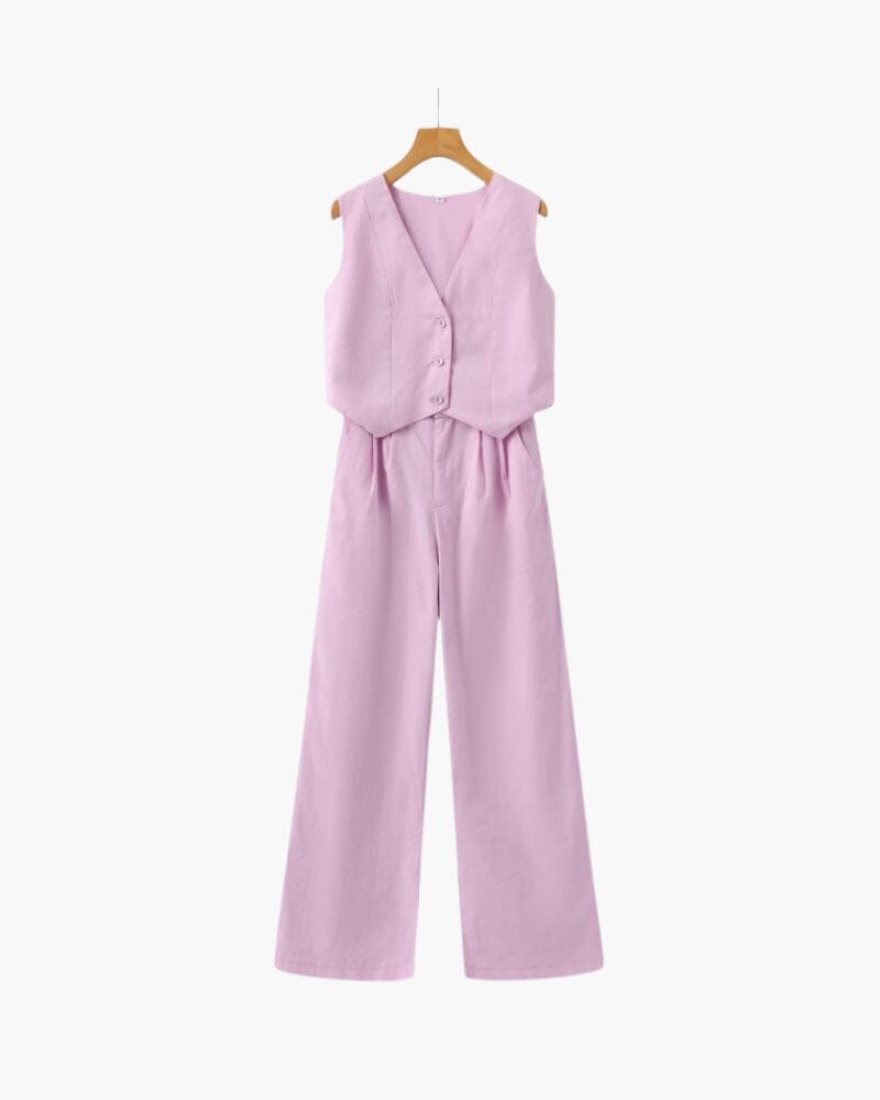 Classy Lady - Linen Two-piece Set Bernard Grimberg Women Pink S 