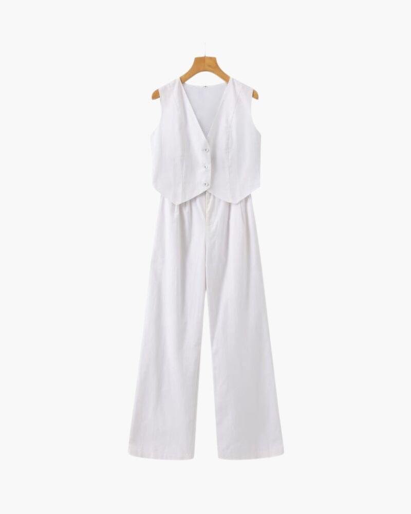 Classy Lady - Linen Two-piece Set Bernard Grimberg Women White S 