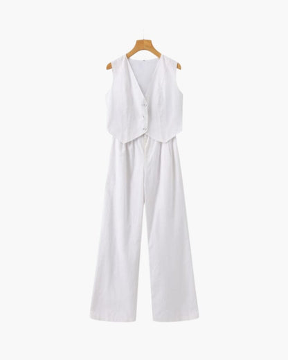Classy Lady - Linen Two-piece Set Bernard Grimberg Women White S 