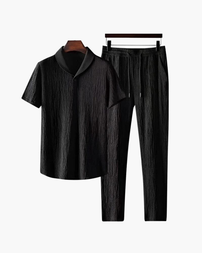 Cotton Polo & Pantalon Set 0 oldmoneystyle Black S 