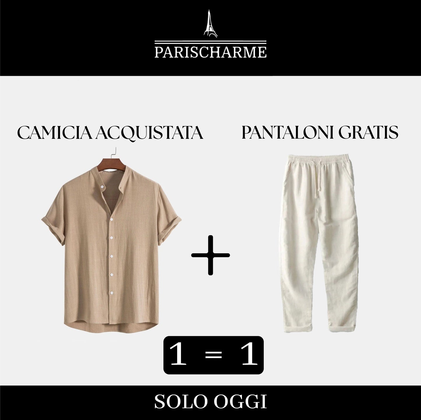 Duo di Lino: Camicia acquistata, pants in omaggio! Bernard Grimberg Beige S 