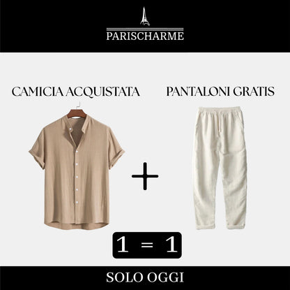 Duo di Lino: Camicia acquistata, pants in omaggio! Bernard Grimberg Beige S 