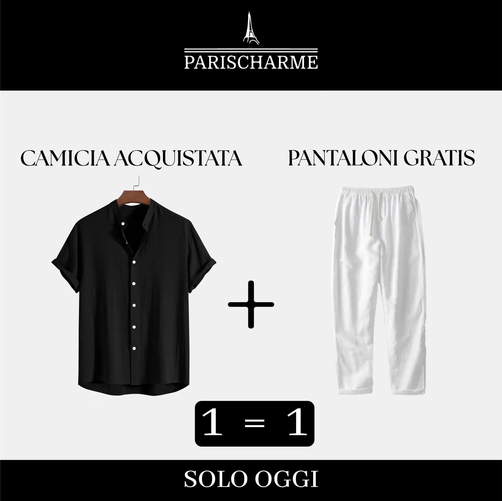 Duo di Lino: Camicia acquistata, pants in omaggio! Bernard Grimberg Black S 