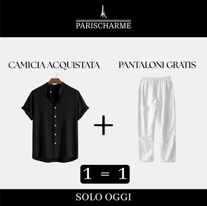 Duo di Lino: Camicia acquistata, pants in omaggio! Bernard Grimberg Black S 