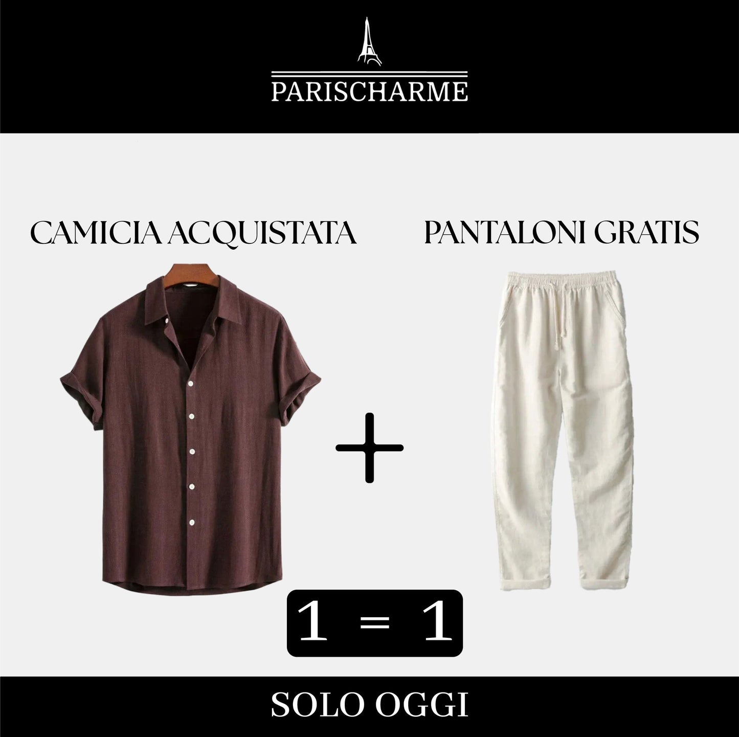 Duo di Lino: Camicia acquistata, pants in omaggio! Bernard Grimberg Coffee brown S 