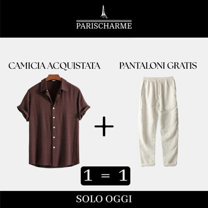 Duo di Lino: Camicia acquistata, pants in omaggio! Bernard Grimberg Coffee brown S 