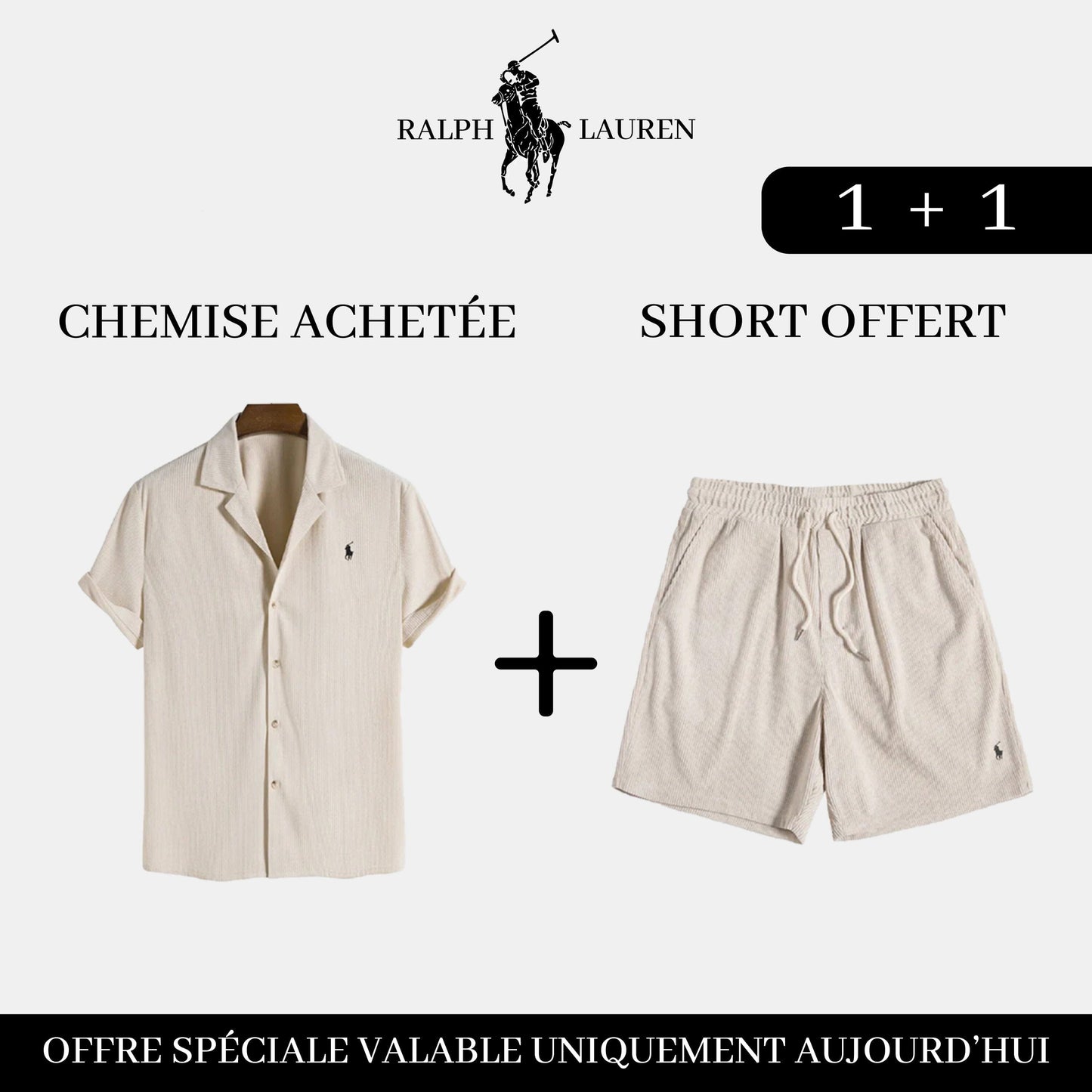 Exclusive Pack: Elegant Shirt + Free Shorts Bernard Grimberg Beige S 