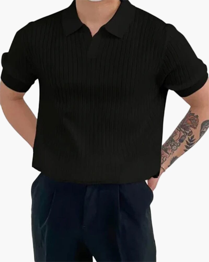 Florence - Ribbed Cotton Polo Bernard Grimberg WorldWide Black S 