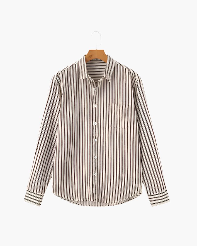 Gentlemen's Striped Shirt Bernard Grimberg Brown S 