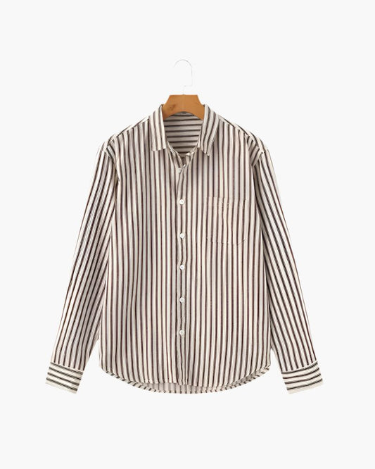Gentlemen's Striped Shirt Bernard Grimberg Brown S 