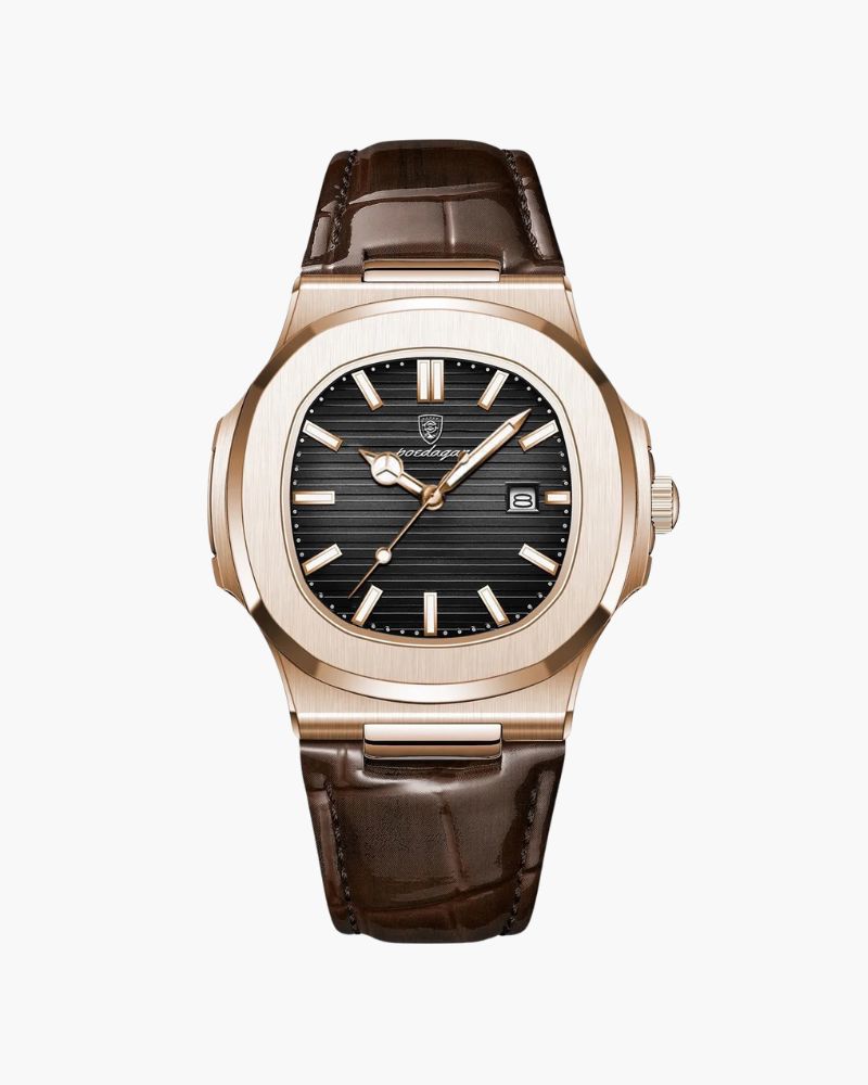 Lisbon Leather Watch Bernard Grimberg Black 