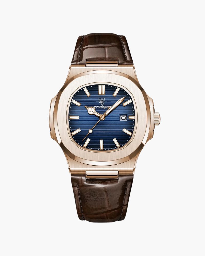 Lisbon Leather Watch Bernard Grimberg Blue 