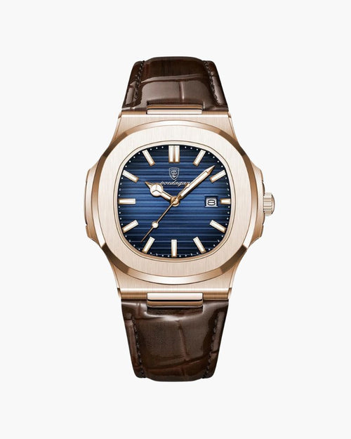 Lisbon Leather Watch Bernard Grimberg Blue 