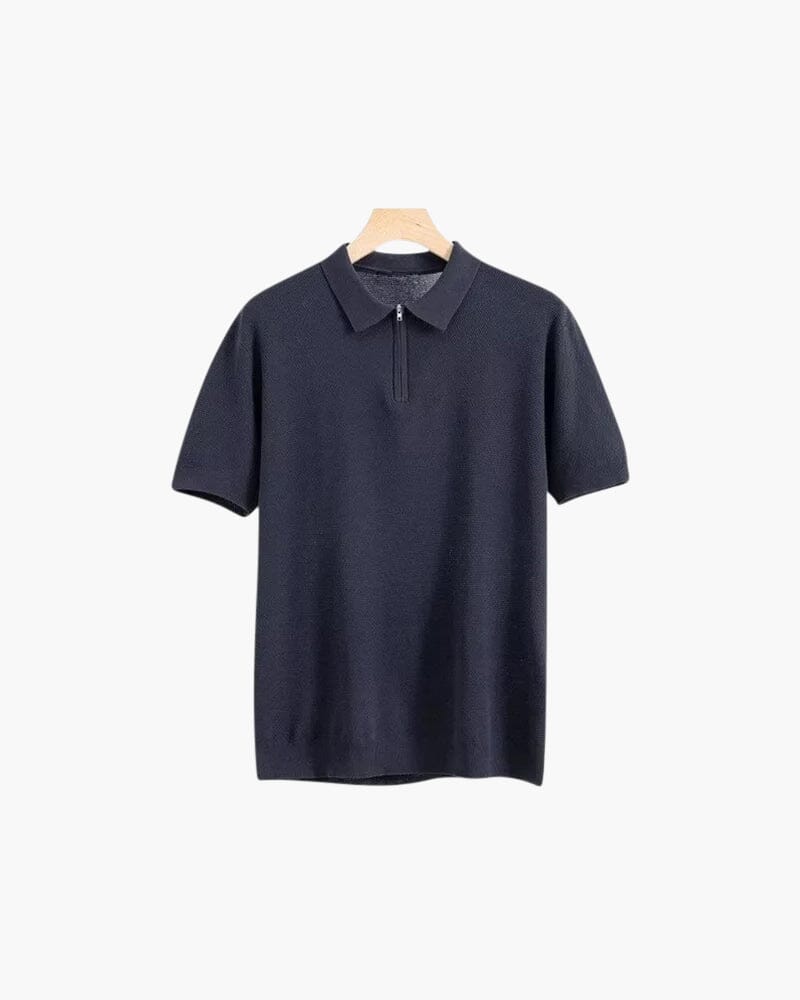 Marbella Zip Up Polo Bernard Grimberg WorldWide Navy Blue S 