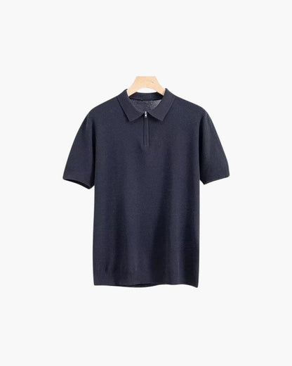 Marbella Zip Up Polo Bernard Grimberg WorldWide Navy Blue S 