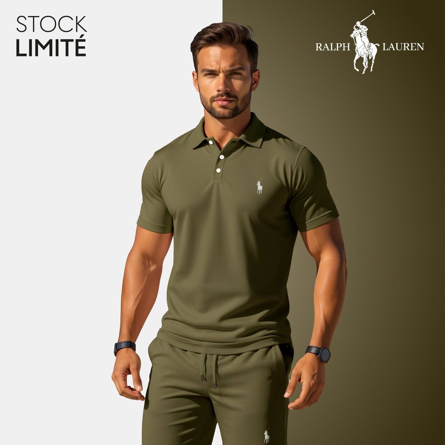 Men's Polo & Shorts Set – R&L® | Limited Edition Bernard Grimberg Military Green S 