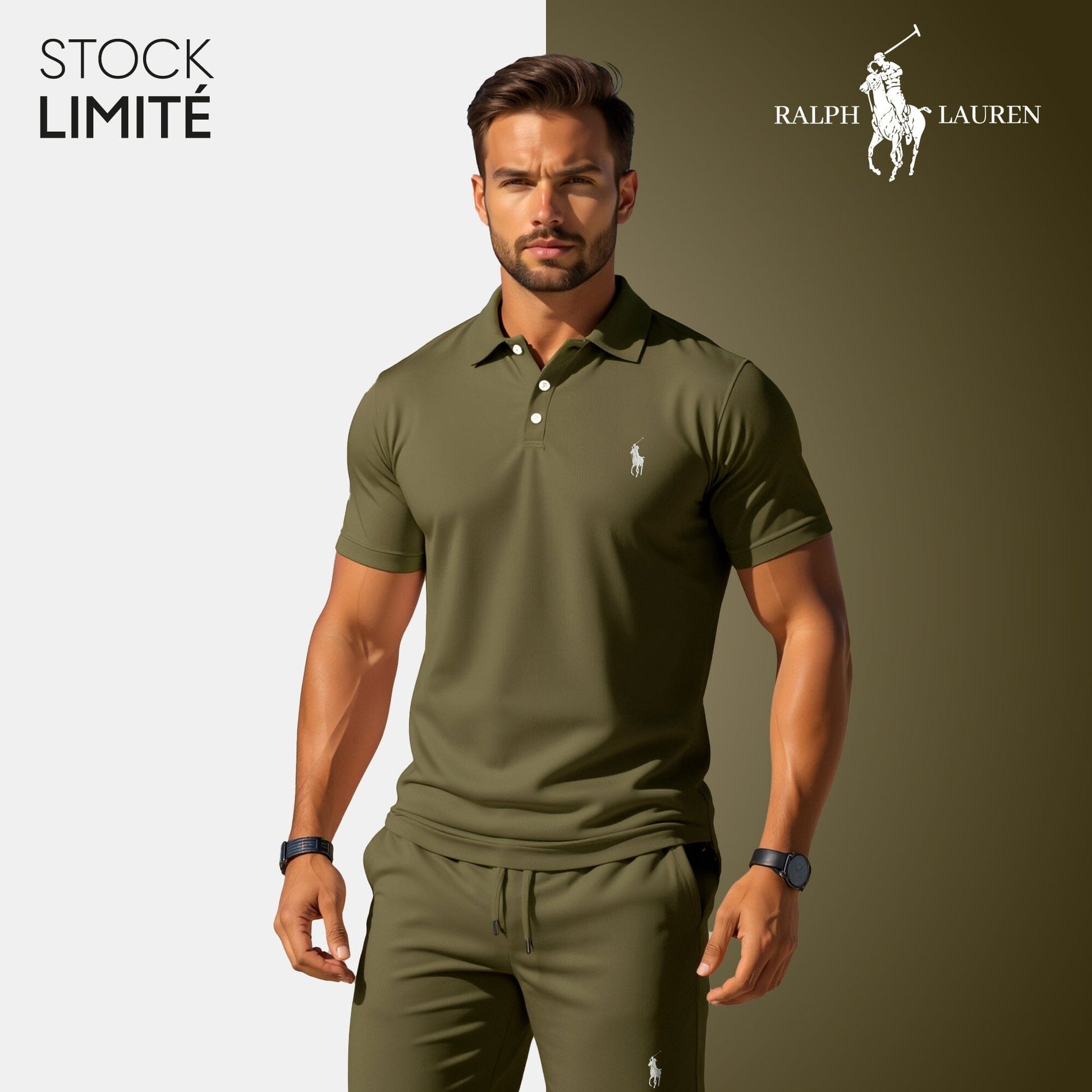 Men's Polo & Shorts Set – R&L® | Limited Edition Bernard Grimberg Military Green S 