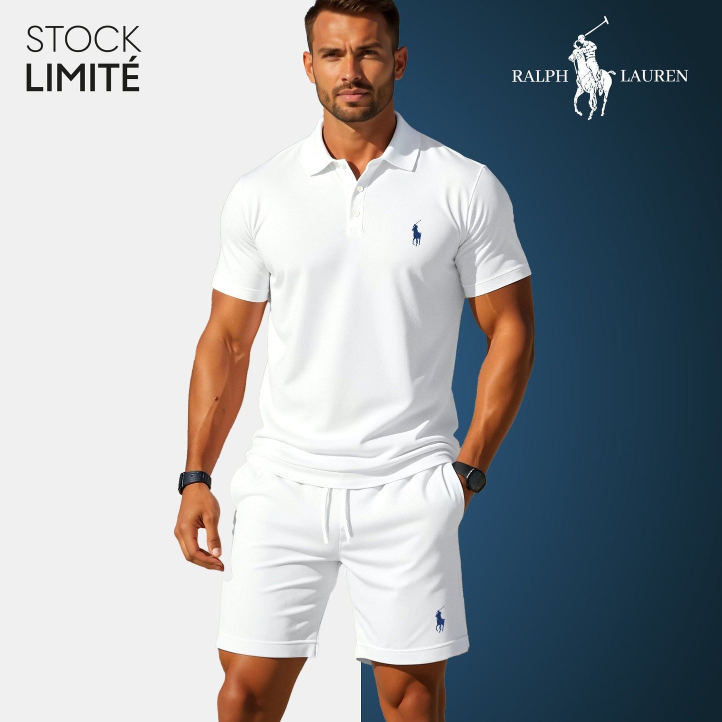 Men's Polo & Shorts Set – R&L® | Limited Edition Bernard Grimberg White S 