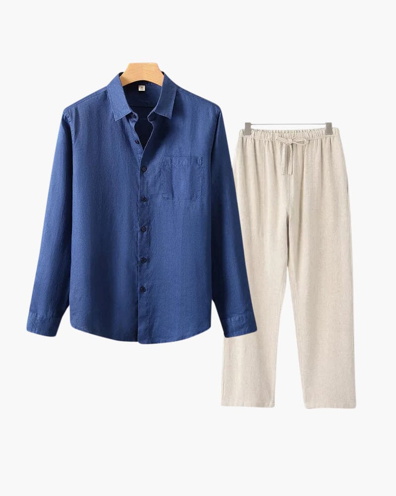 Old Money Linen Combo (Longsleeve) Bernard Grimberg WorldWide Blue Beige S