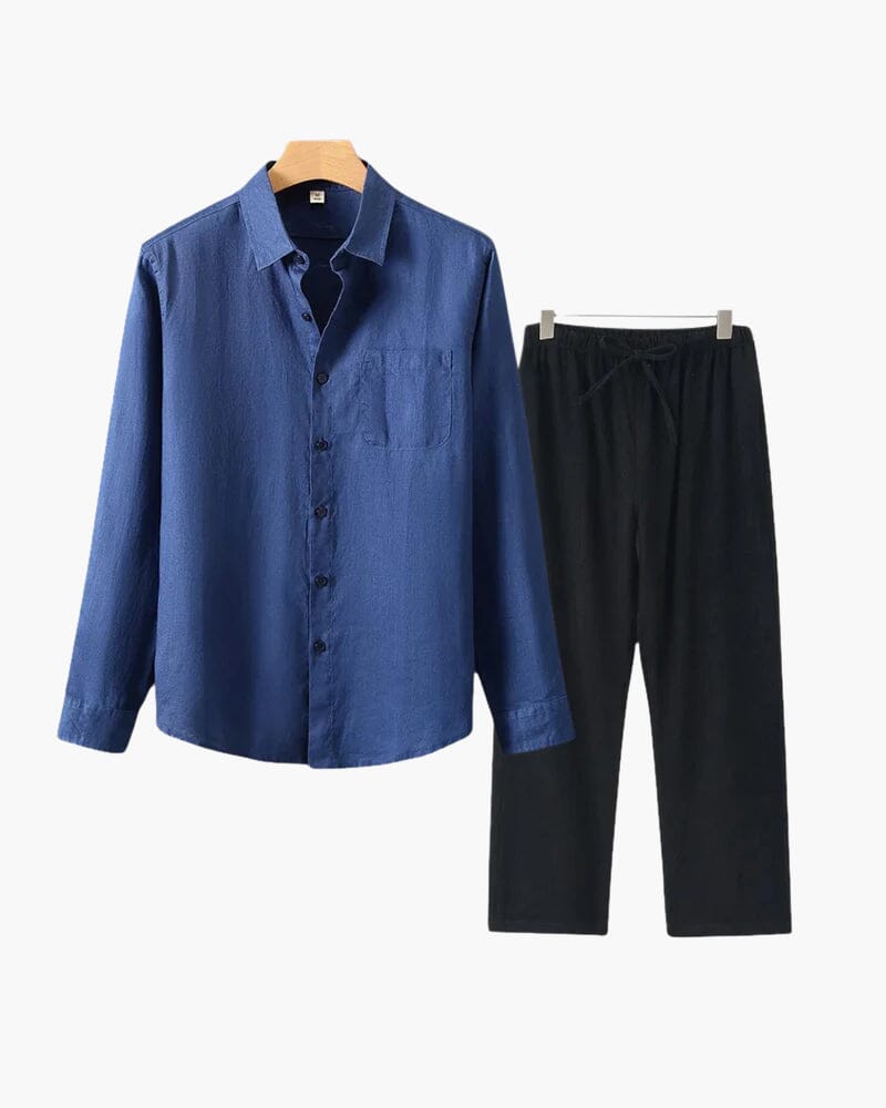 Old Money Linen Combo (Longsleeve) Bernard Grimberg WorldWide Blue Black S