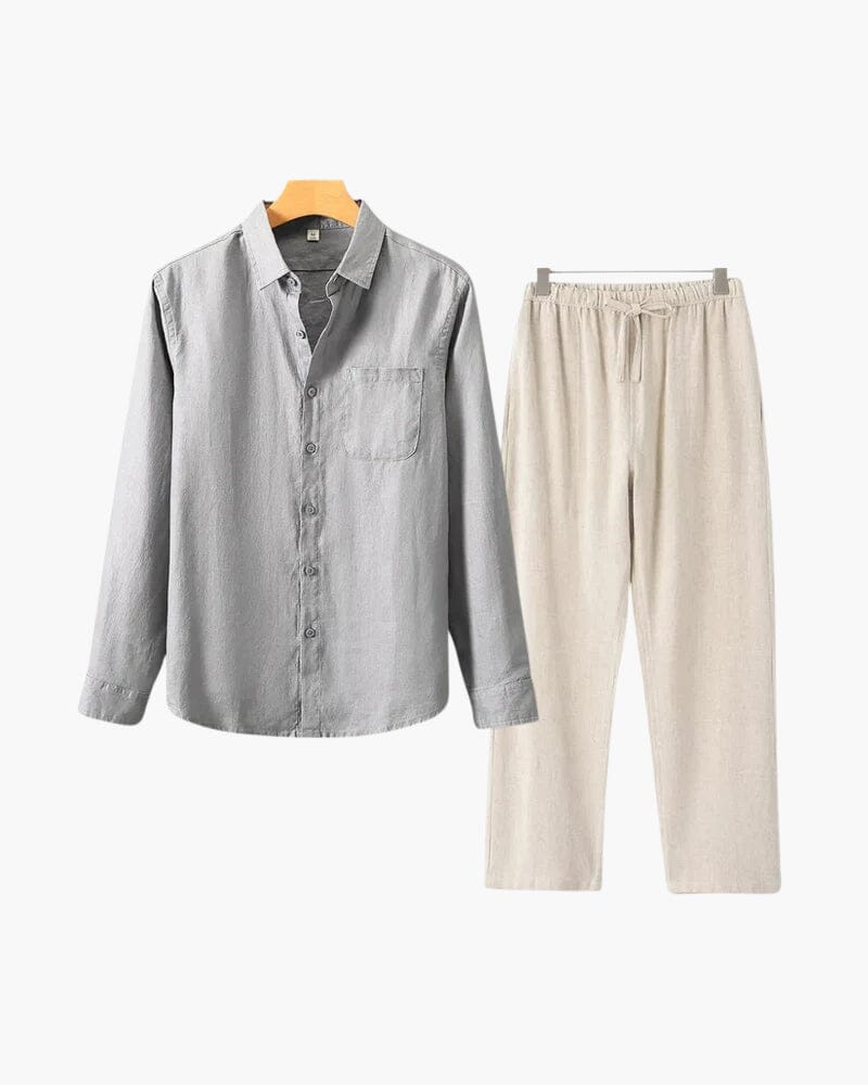 Old Money Linen Combo (Longsleeve) Bernard Grimberg WorldWide Gray Beige S
