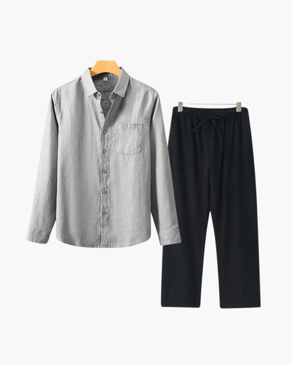 Old Money Linen Combo (Longsleeve) Bernard Grimberg WorldWide Gray Black S