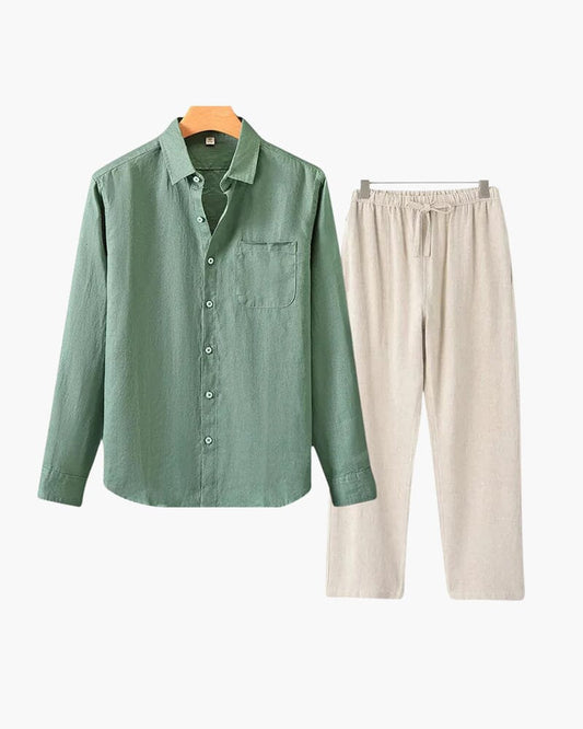Old Money Linen Combo (Longsleeve) Bernard Grimberg WorldWide Green Beige S