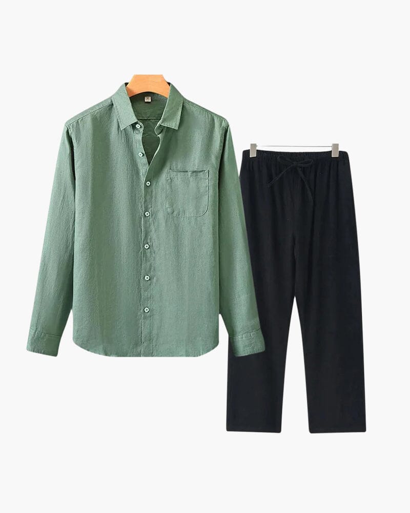 Old Money Linen Combo (Longsleeve) Bernard Grimberg WorldWide Green Black S