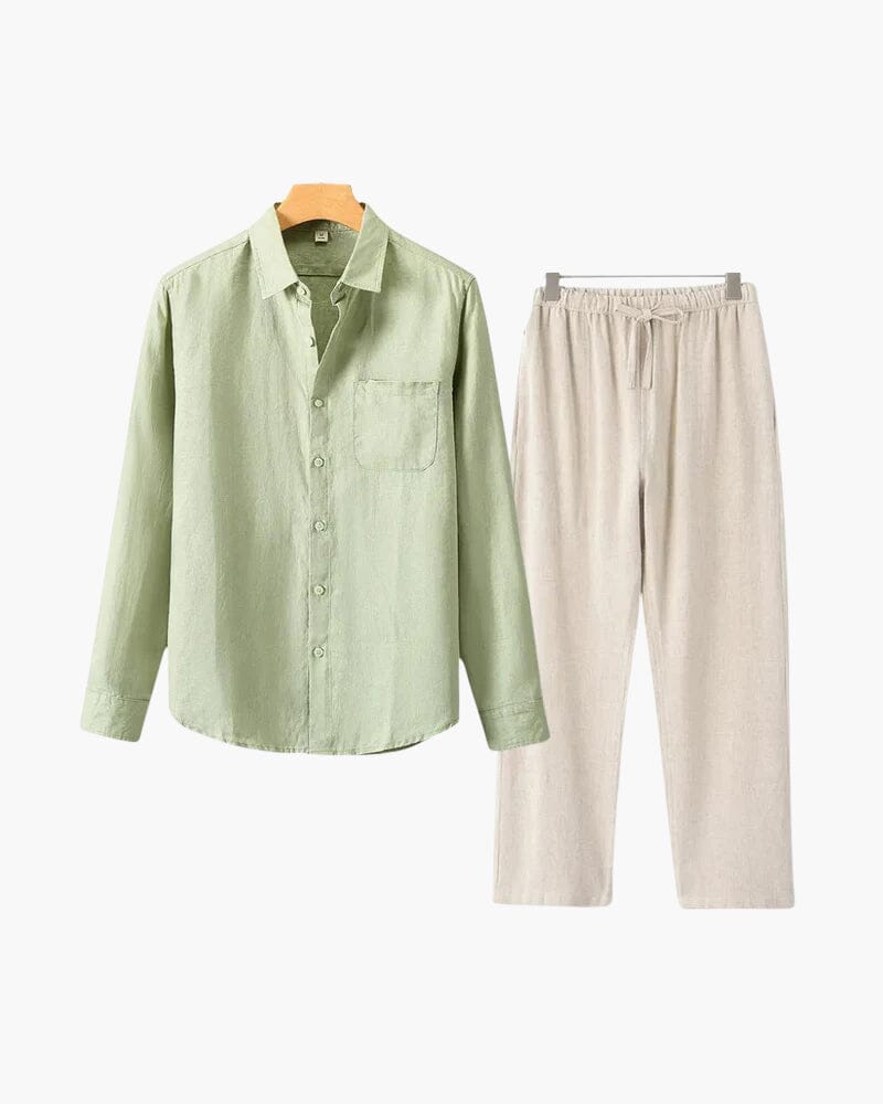 Old Money Linen Combo (Longsleeve) Bernard Grimberg WorldWide Mint Green Beige S