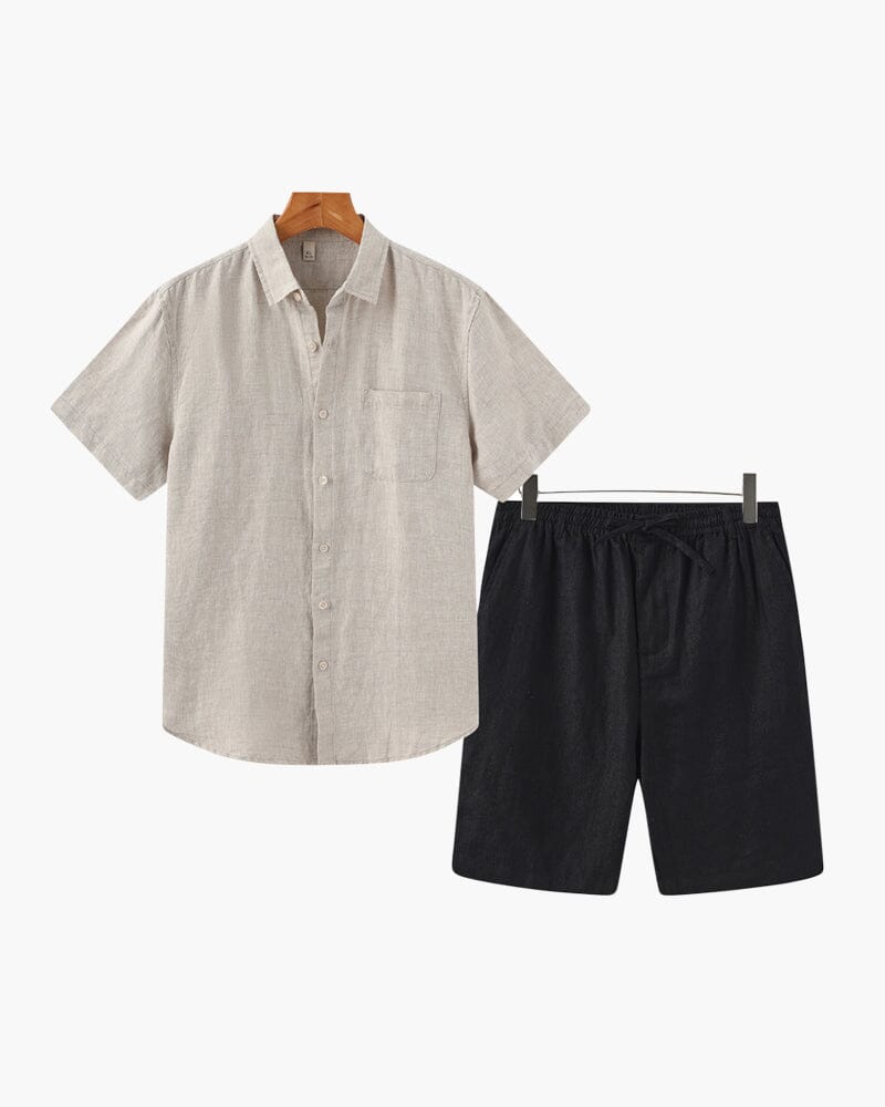 Old Money Linen Combo (Shorts) Bernard Grimberg WorldWide Beige Black S