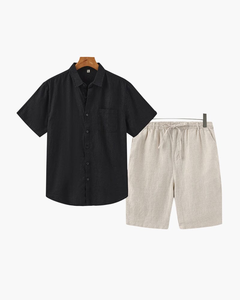 Old Money Linen Combo (Shorts) Bernard Grimberg WorldWide Black Beige S