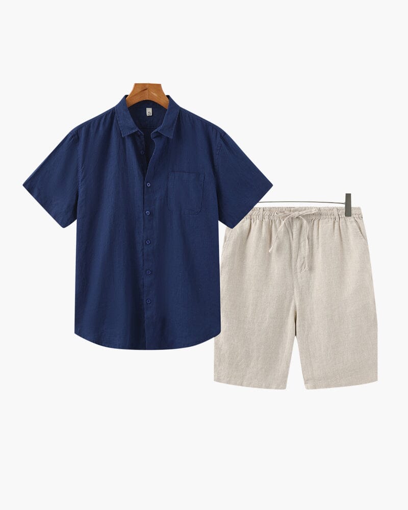 Old Money Linen Combo (Shorts) Bernard Grimberg WorldWide Blue Beige S