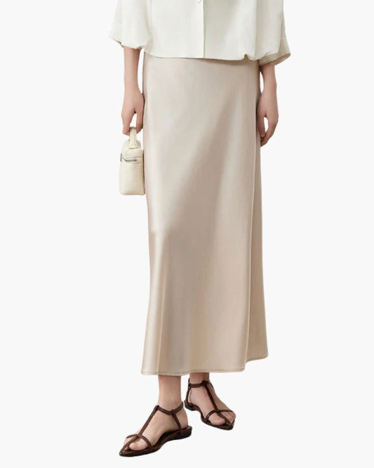 Old Money Silk Skirt Bernard Grimberg Women Beige S 