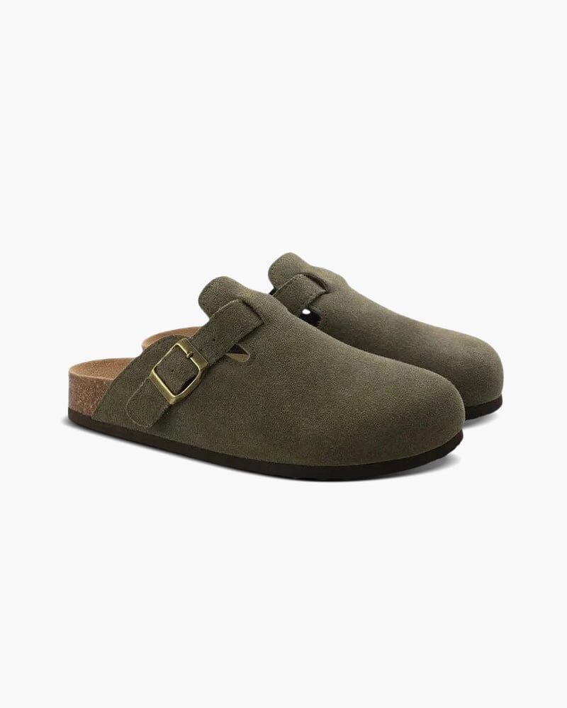 Old Money Suede Clogs Bernard Grimberg Green US 5.5 
