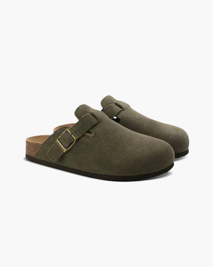 Old Money Suede Clogs Bernard Grimberg Green US 5.5 