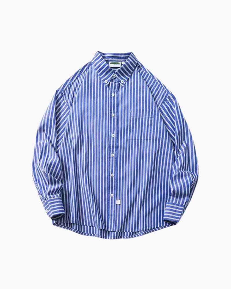 Oversized Striped Shirt oldmoneystyle Blue S 
