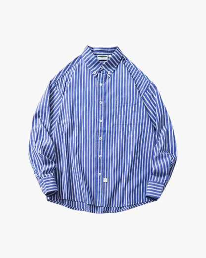 Oversized Striped Shirt oldmoneystyle Blue S 