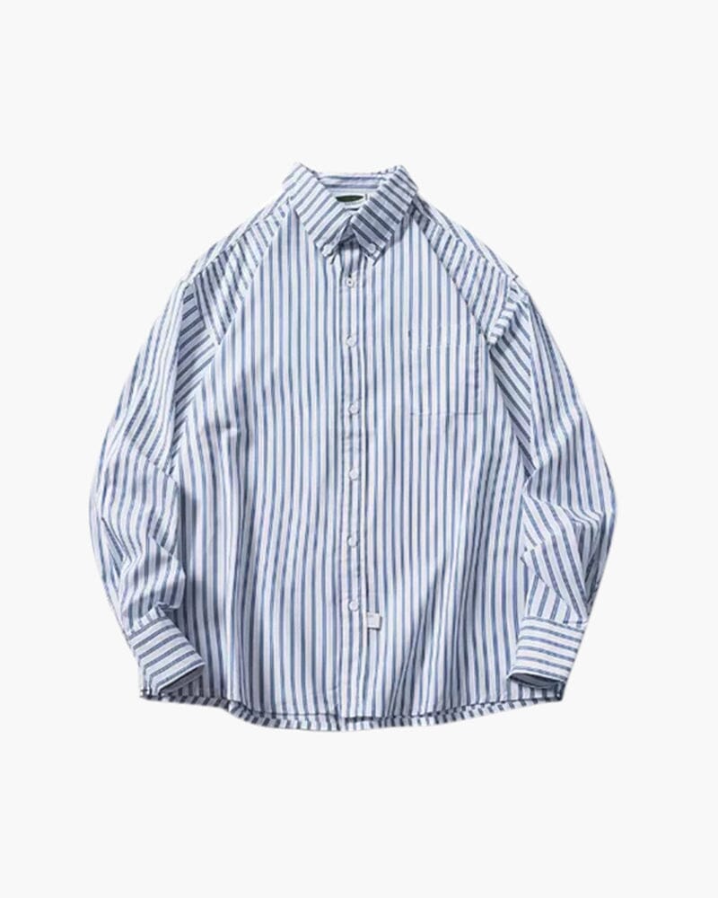 Oversized Striped Shirt oldmoneystyle Light Blue S 