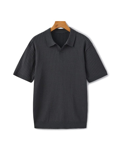 Premium Ribbed Polo Bernard Grimberg Gray XS 