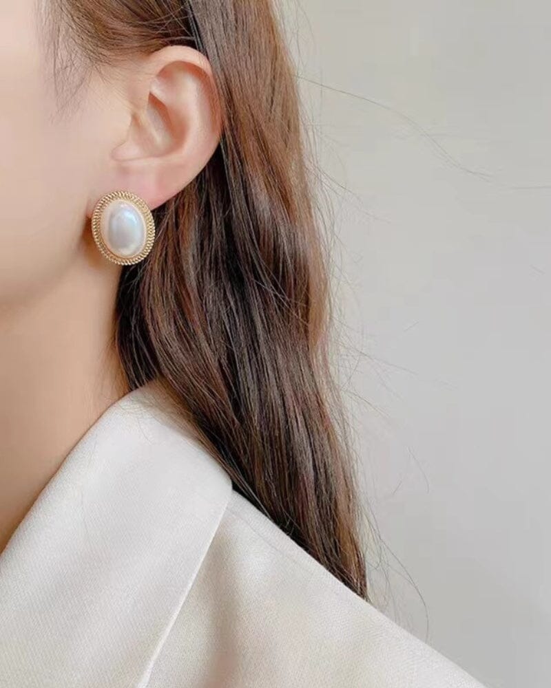 Radiance Oval Pearl Studs Bernard Grimberg 
