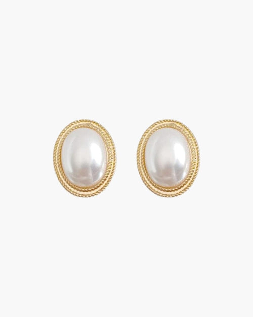 Radiance Oval Pearl Studs Bernard Grimberg 