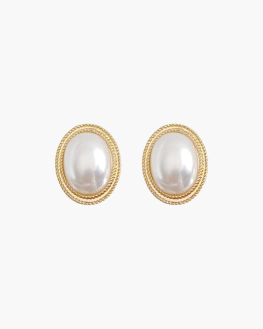 Radiance Oval Pearl Studs Bernard Grimberg 