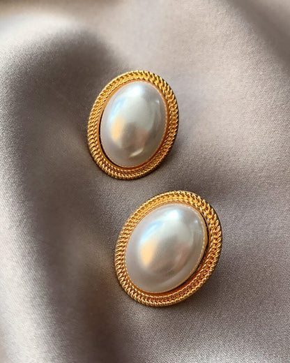 Radiance Oval Pearl Studs Bernard Grimberg 