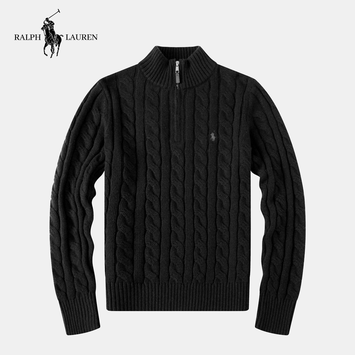 RL Cashmere Cable Sweater (CLEARANCE) Bernard Grimberg Intense Black M 