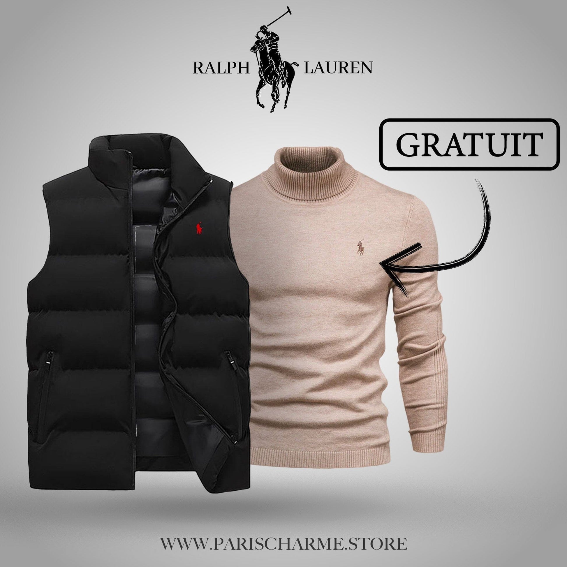 R&L Vest + Free Sweater (CLEARANCE) Bernard Grimberg Black Beige M