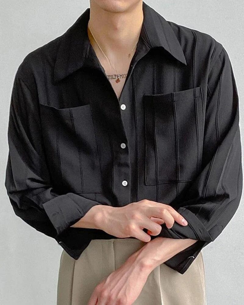 ST Tropez Ribbed Shirt 0 oldmoneystyle Black S 